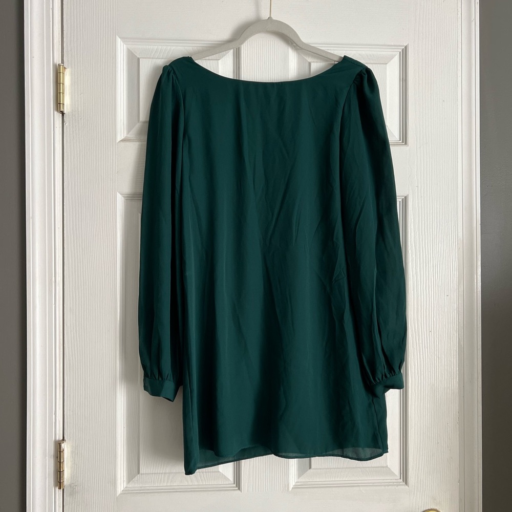 Lulus emerald long sleeve mini dress